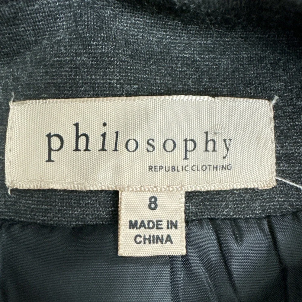 Philosophy Republic‎ Clothing Blazer Women's Charcoal L/S Open Front [Size 8]